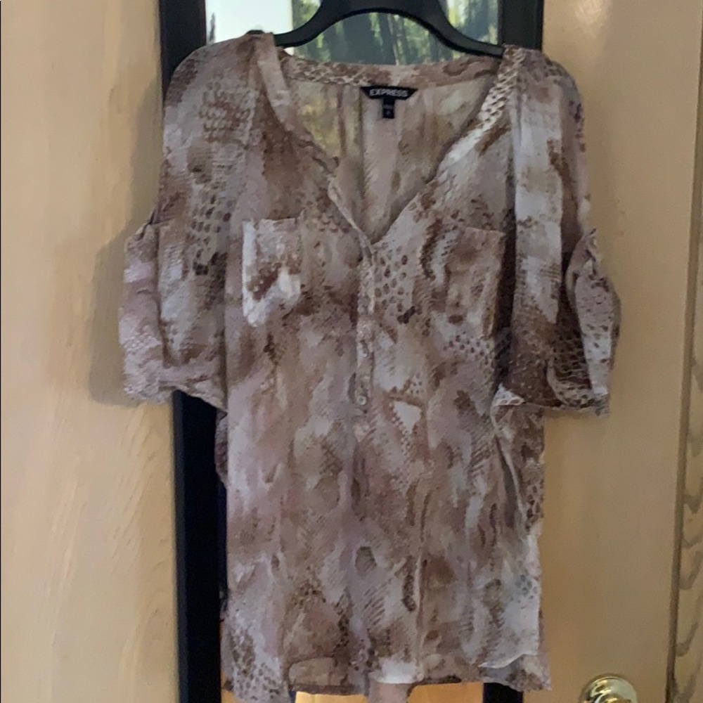 Express tan and cream snake-print blouse